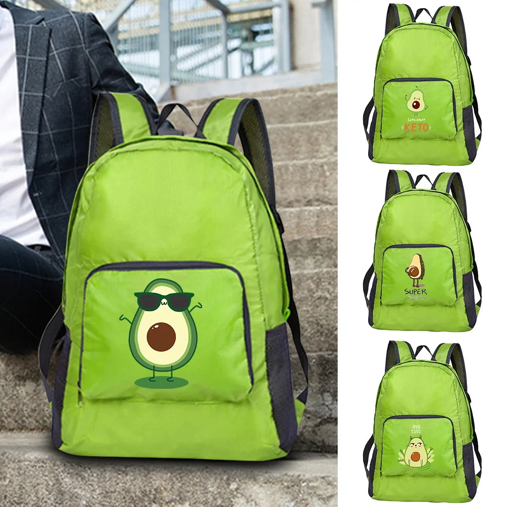 Portable Avocado Print Daypack for Hiking & Travel
