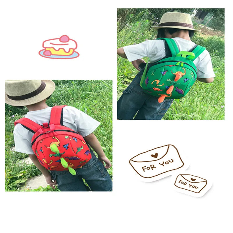 Children Dinosaur Print Backpack Kids Kindergarten SchoolBag