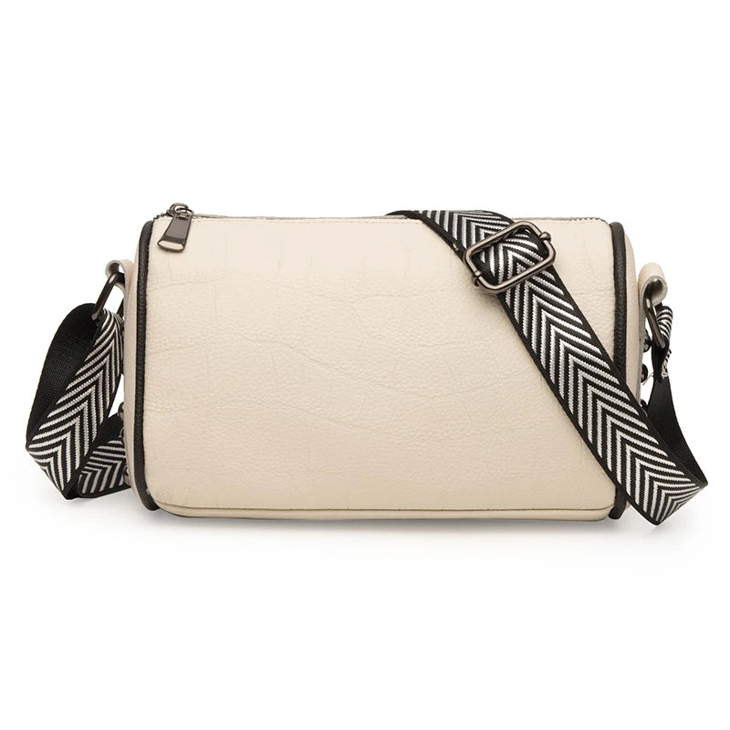 Braided Wide Shoulder Straps Small Leather Women's Messenger Bag Purse