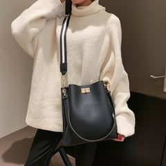 Women PU Leather Handbag Shoulder Messenger Large Capacity Bucket Bag