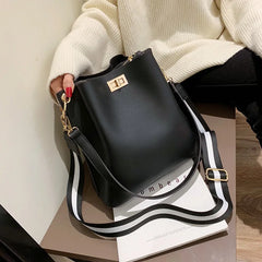 Women PU Leather Handbag Shoulder Messenger Large Capacity Bucket Bag