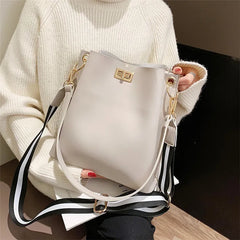 Women PU Leather Handbag Shoulder Messenger Large Capacity Bucket Bag