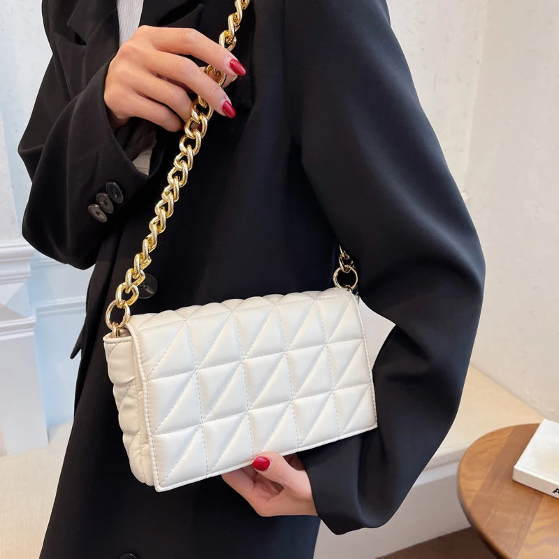 Leather Shoulder Bag Rhombus Chain Purse Women Crossbody Phone Bag