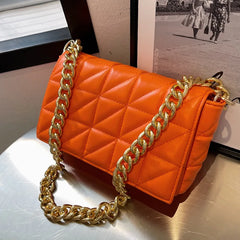 Leather Shoulder Bag Rhombus Chain Purse Women Crossbody Phone Bag