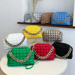 Women Crossbody Bag Quilted Shoulder Bag Acrylic Chain Clutch