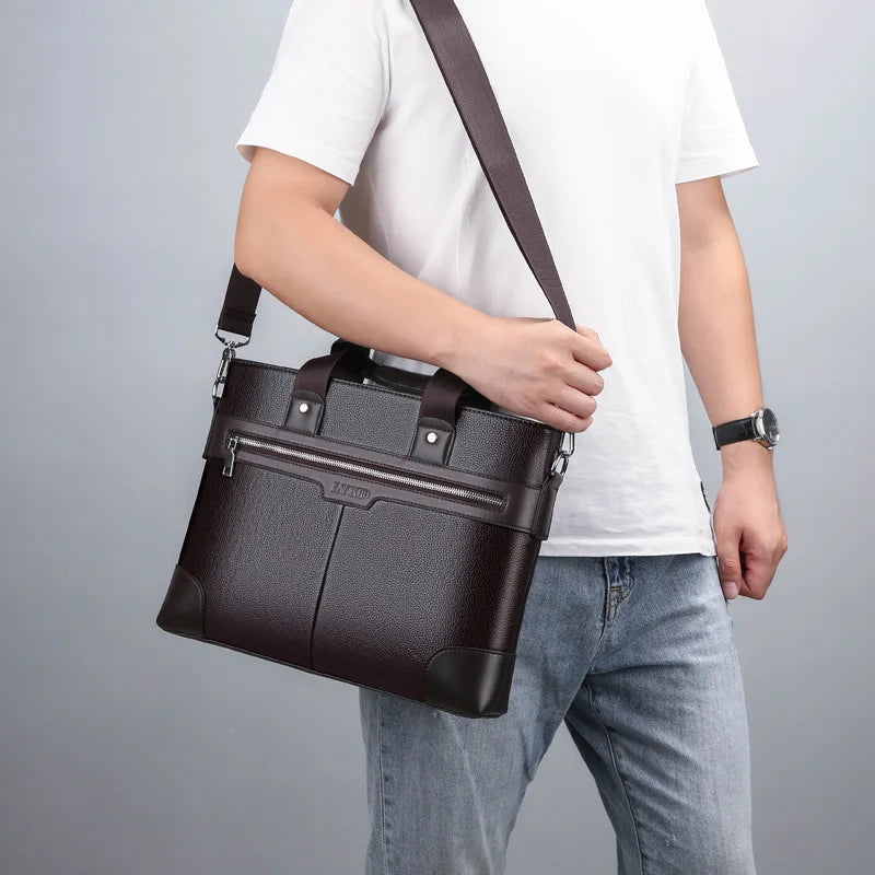 Men's PU Leather Briefcase Shoulder Bag Laptop Handbag Messenger Tote