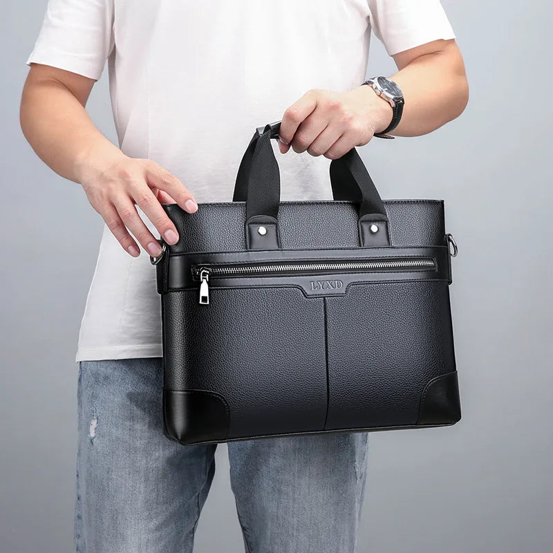 Men's PU Leather Briefcase Shoulder Bag Laptop Handbag Messenger Tote