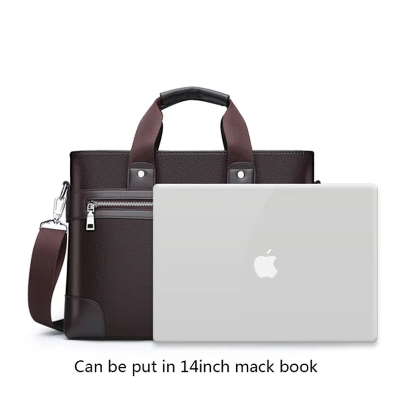 Men's PU Leather Briefcase Shoulder Bag Laptop Handbag Messenger Tote