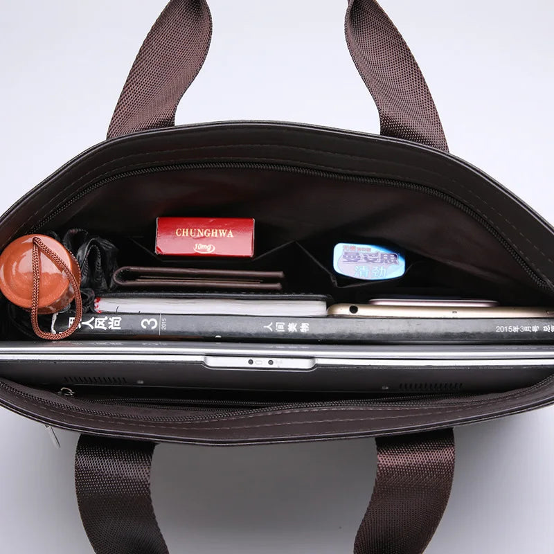 Men's PU Leather Briefcase Shoulder Bag Laptop Handbag Messenger Tote