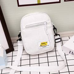 Canvas Crossbody Bag Small Shoulder Handbag Solid Phone Bag Zipper Purse
