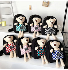 Bear Canvas School Bags For Kids Kindergarten SchoolBags