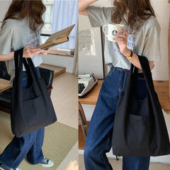 Harajuku Woman Casual Tote Bag with Text Print