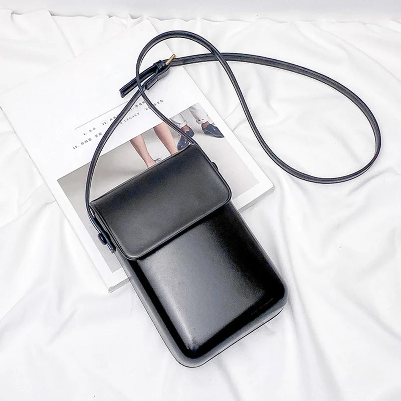 Mini PU Leather Crossbody Bag for Women - Solid Color Shoulder Purse
