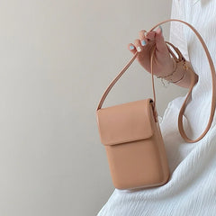 Mini PU Leather Crossbody Bag for Women - Solid Color Shoulder Purse