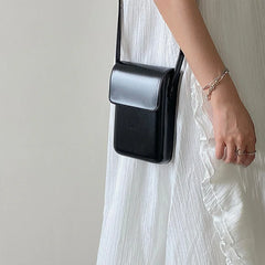 Mini PU Leather Crossbody Bag for Women - Solid Color Shoulder Purse