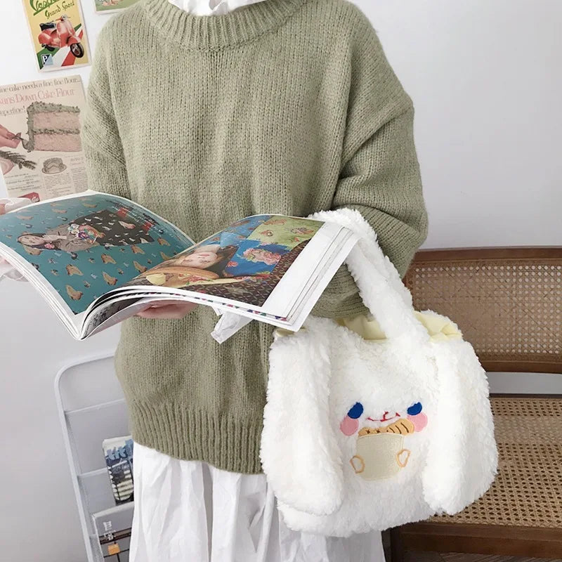 Soft Plush Women Small Handbag Lamb Wool Shoulder Bags