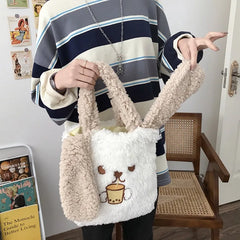 Soft Plush Women Small Handbag Lamb Wool Shoulder Bags