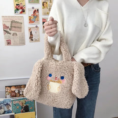 Soft Plush Women Small Handbag Lamb Wool Shoulder Bags