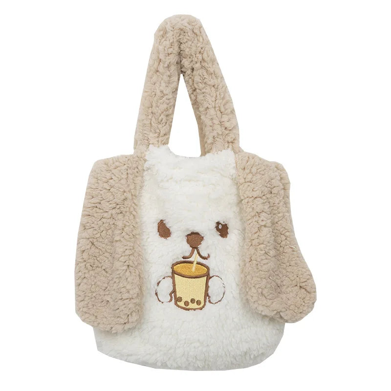 Soft Plush Women Small Handbag Lamb Wool Shoulder Bags