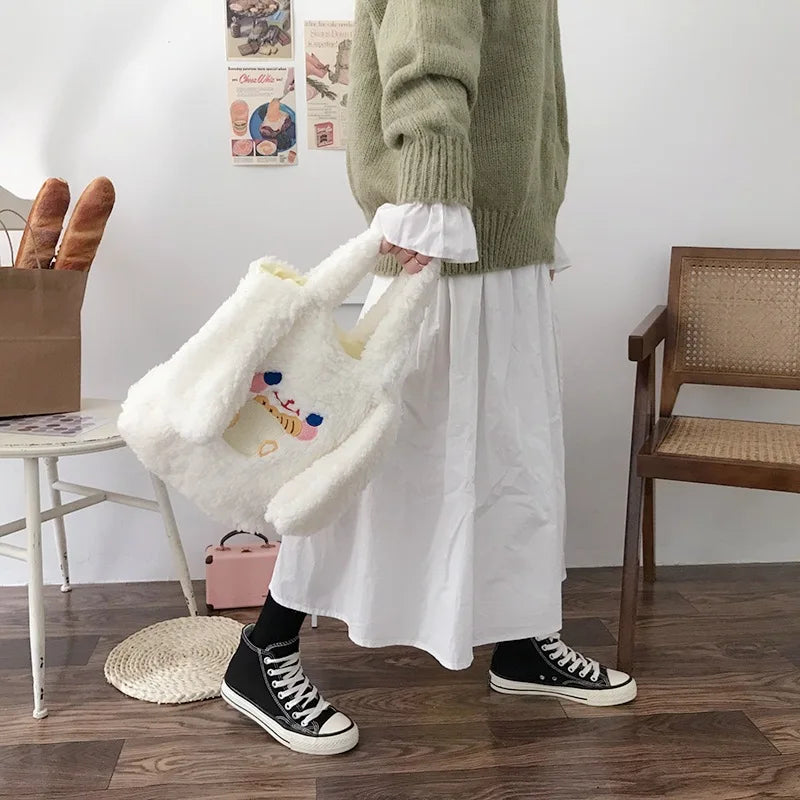 Soft Plush Women Small Handbag Lamb Wool Shoulder Bags