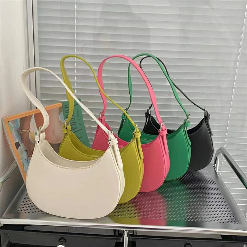 Women's Half-moon Underarm Bag Casual Shoulder Crossbody Solid Handbags
