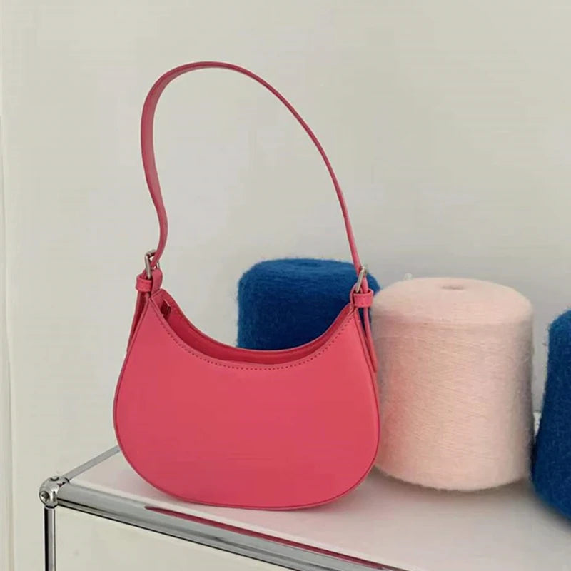 Women's Half-moon Underarm Bag Casual Shoulder Crossbody Solid Handbags