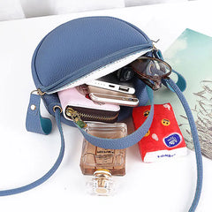 Leather Round Crossbody Shoulder Bag for Women