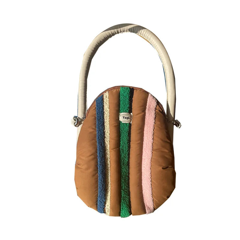 Fluffy Cotton Mini Single Shoulder Bag Dot Plaid Cotton-filling Underarm Bag