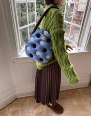 Fluffy Cotton Mini Single Shoulder Bag Dot Plaid Cotton-filling Underarm Bag