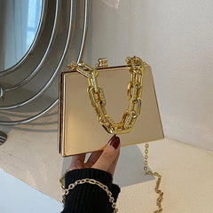 Silver PVC Box Bags Party Evening Clutch Chain Shoulder Crossbody Bags