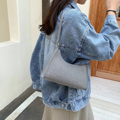 Diamond Underarm Bags for Women PU Leather Handbag Shoulder Messenger Bag