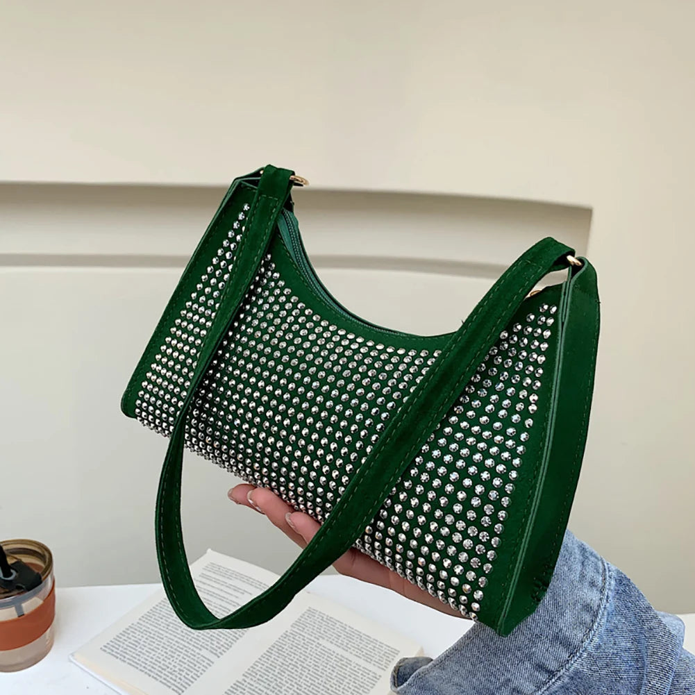 Diamond Underarm Bags for Women PU Leather Handbag Shoulder Messenger Bag