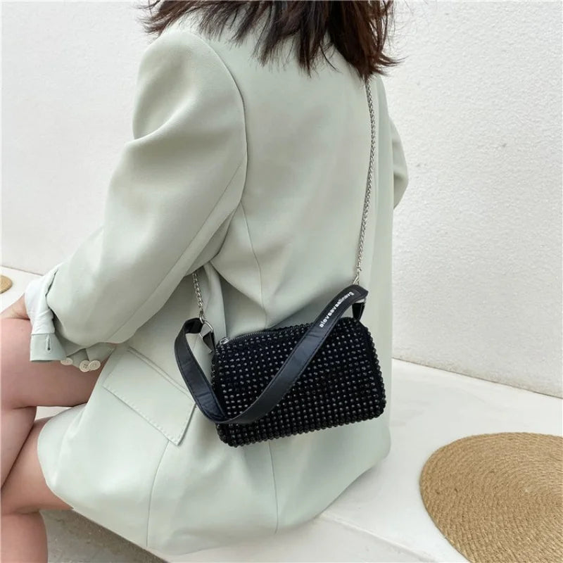 Diamonds High Women Handbag Soft Pu Leather Shoulder Bag