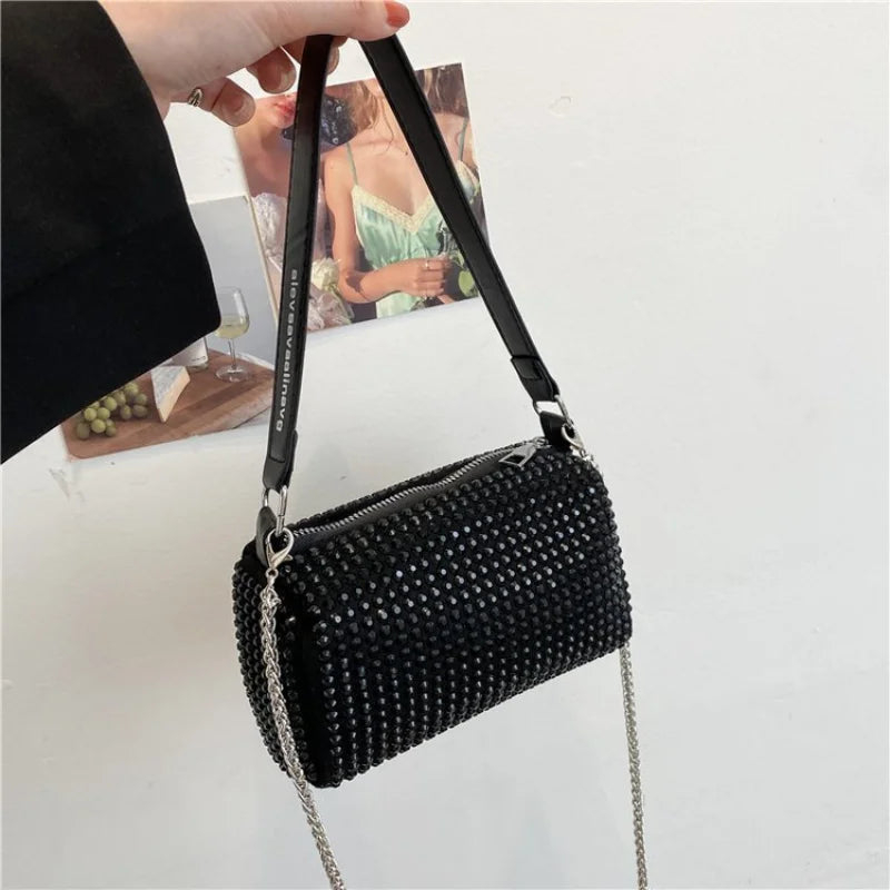 Diamonds High Women Handbag Soft Pu Leather Shoulder Bag