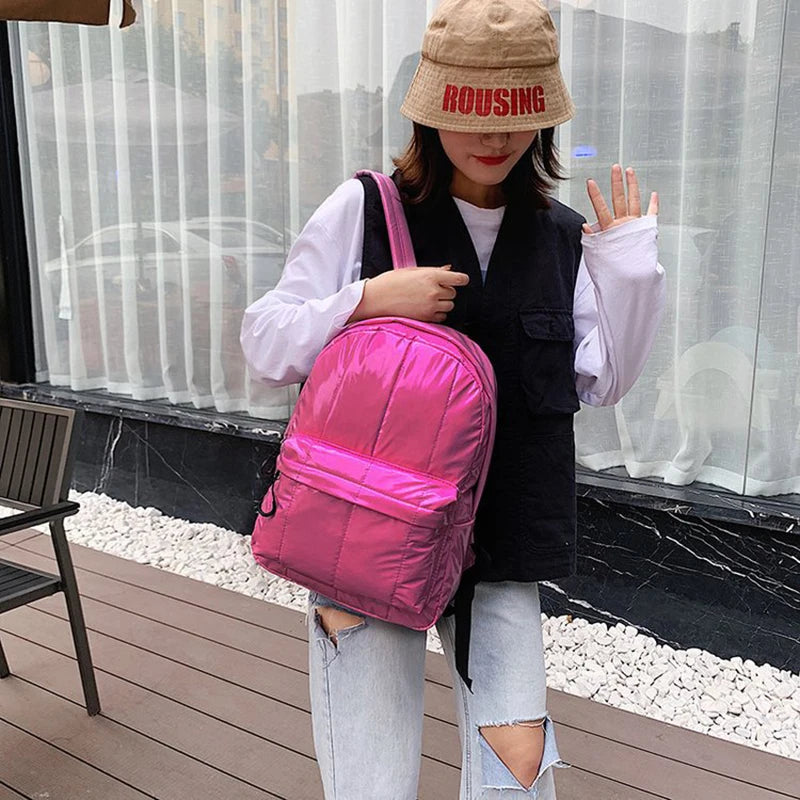 Waterproof Glossy Backpack Casual Bag for Women