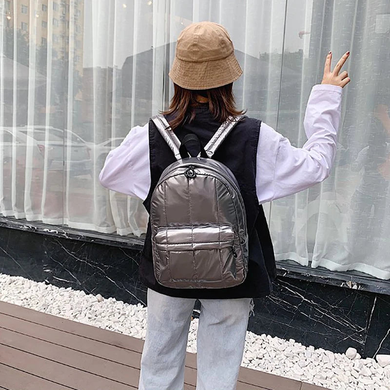 Waterproof Glossy Backpack Casual Bag for Women