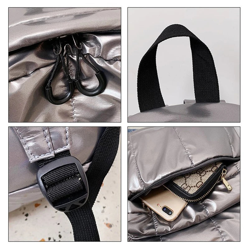 Waterproof Glossy Backpack Casual Bag for Women