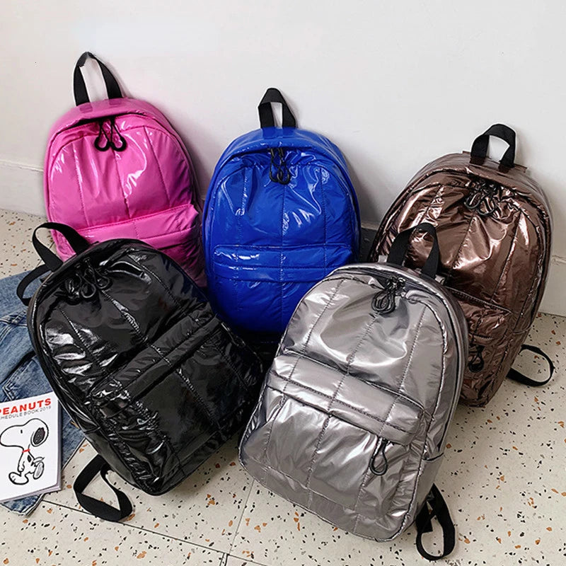 Waterproof Glossy Backpack Casual Bag for Women