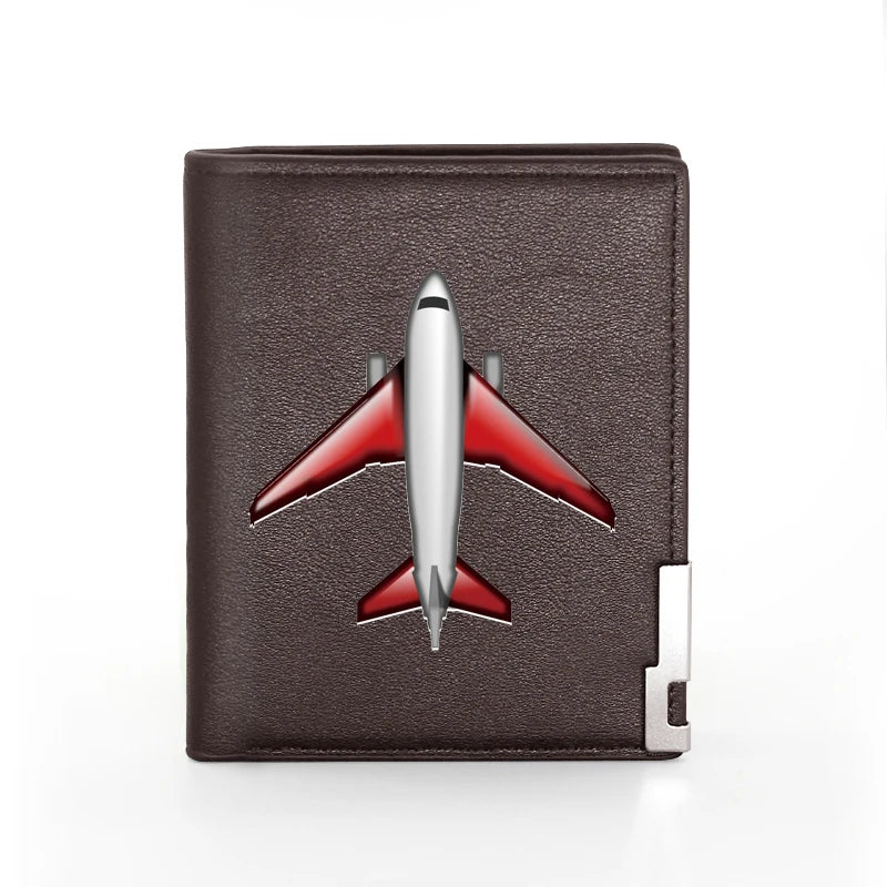 Aircraft Cover Leather Wallet Billfold Slim Credit Card/ID Holders Money Bag