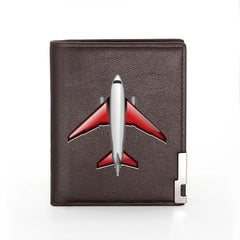 Aircraft Cover Leather Wallet Billfold Slim Credit Card/ID Holders Money Bag