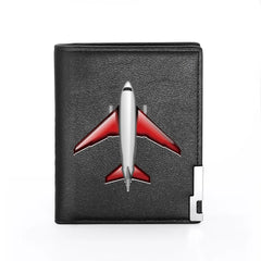 Aircraft Cover Leather Wallet Billfold Slim Credit Card/ID Holders Money Bag