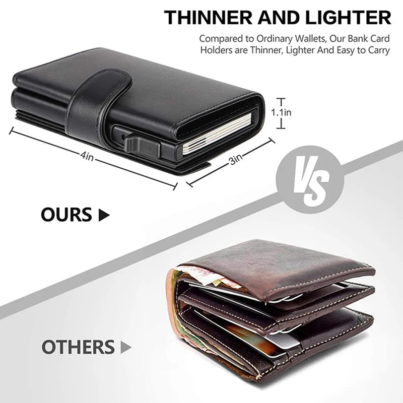 RFID Blocking Trifold Smart Men Wallets Leather Slim with Coin Pocket