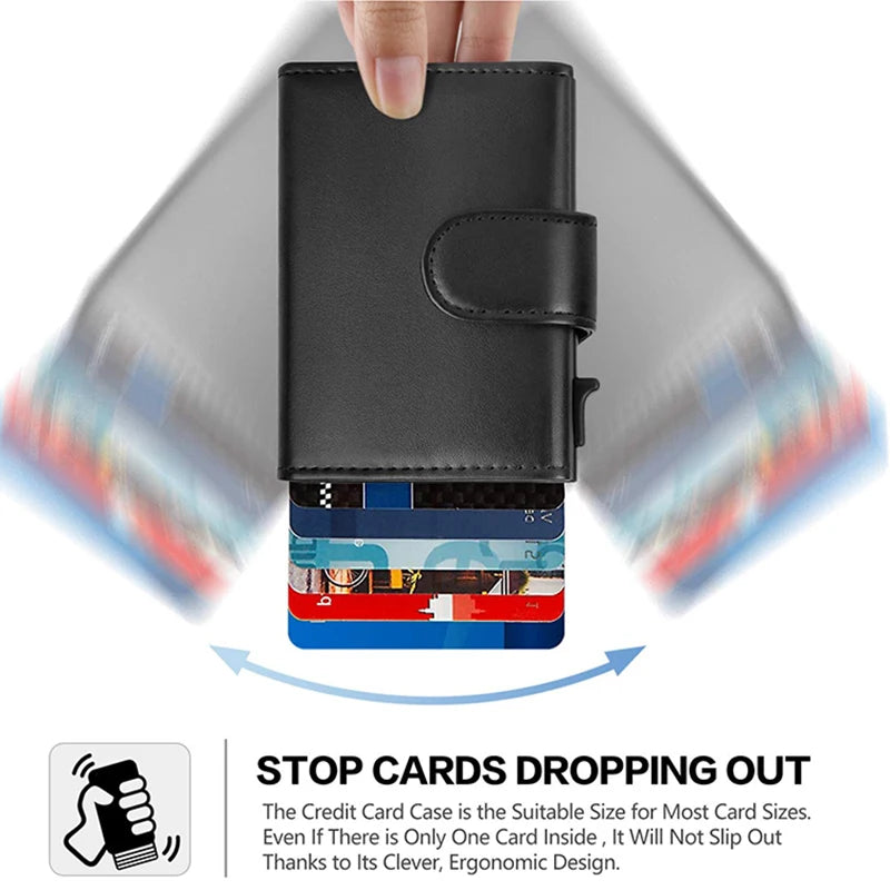 RFID Blocking Trifold Smart Men Wallets Leather Slim with Coin Pocket