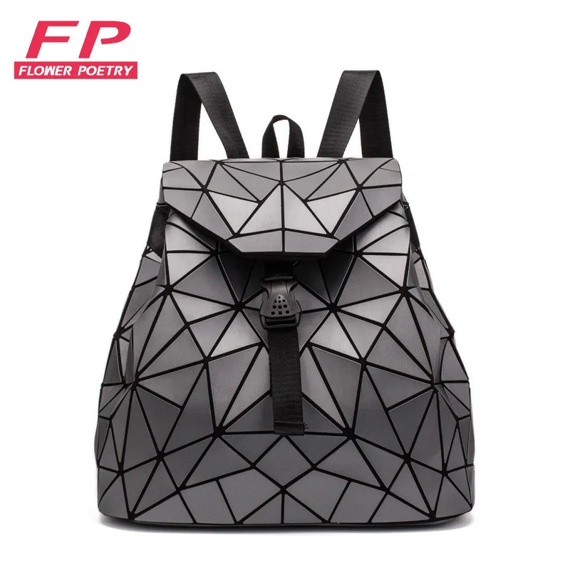 Reflective Geometric Backpack School Travel Holographic Bag Women