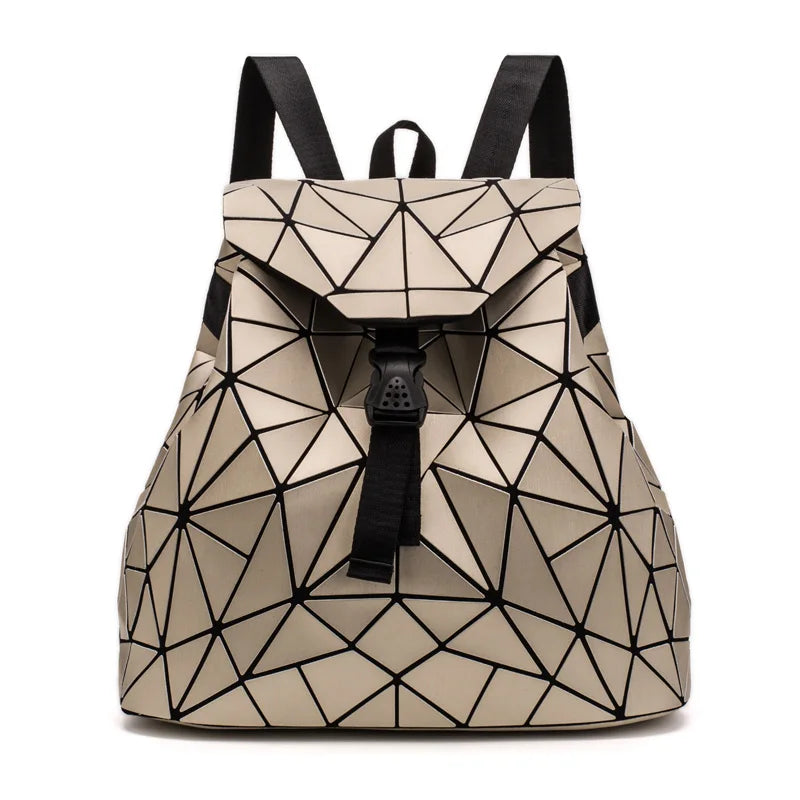 Reflective Geometric Backpack School Travel Holographic Bag Women