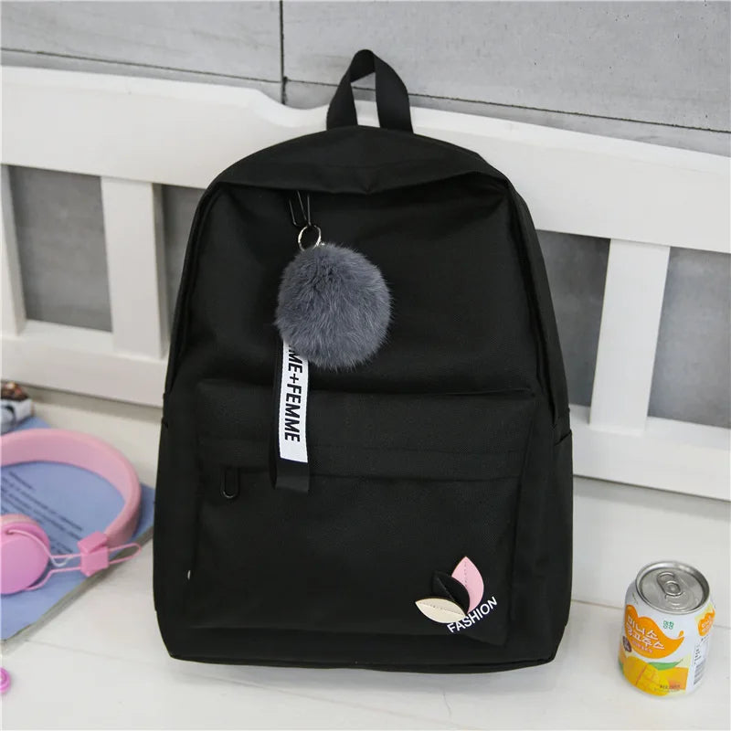 Canvas Backpack 19Inch Female Schoolbag Student Bookbag Girls