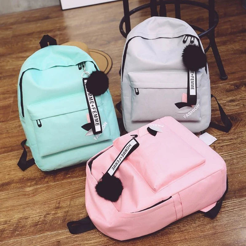 Canvas Backpack 19inch Female Schoolbag Student Bookbag