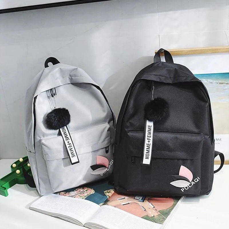 Canvas Backpack 19in Female Schoolbag Student Bookbag