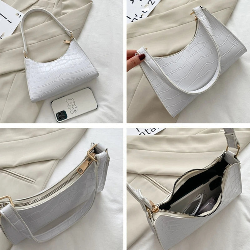 Retro Casual Women Shoulder Bags Solid Leather Chain Handbag