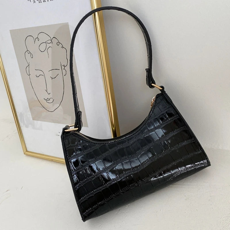 Retro Casual Women Shoulder Bags Solid Leather Chain Handbag